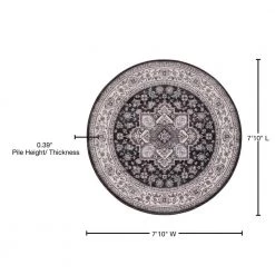 Promo 🎁 Lara Heriz Anthracite 8 ft. x 8 ft. Round Area Rug by Concord Global Trading 🌟 -Unique Loom Shop anthracite concord global trading area rugs 45439 76 1000