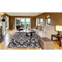Coupon ✔️ Lara Large Damask Anthracite 7 ft. x 9 ft. Area Rug by Concord Global Trading 🥰 -Unique Loom Shop anthracite concord global trading area rugs 45736 4f 1000
