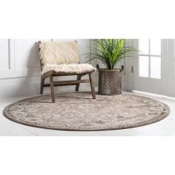 Best Pirce ⭐ Penrose Krystle Beige Brown 6 ft. x 6 ft. Round Rug by Unique Loom 🧨 -Unique Loom Shop beige brown unique loom area rugs 3143460 31 1000