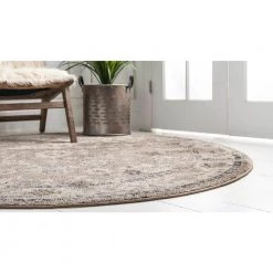Best Pirce ⭐ Penrose Krystle Beige Brown 6 ft. x 6 ft. Round Rug by Unique Loom 🧨 -Unique Loom Shop beige brown unique loom area rugs 3143460 c3 1000