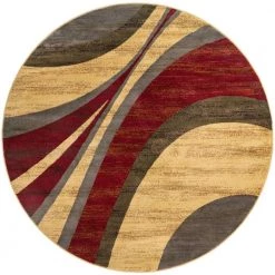 Promo โ Barista Ngada Beige 8' 0 x 8' 0 Round Rug by Unique Loom ๐