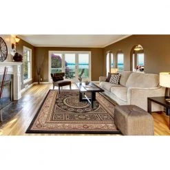 Best Sale 😉 Jewel Collection Aubusson Black Rectangle Indoor 9 ft. 3 in. x 12 ft. 6 in. Area Rug by Concord Global Trading 🎁 -Unique Loom Shop black concord global trading area rugs 44138 4f 1000