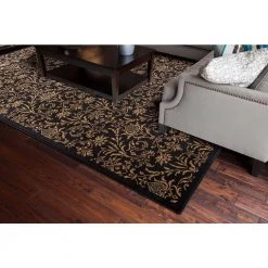 Flash Sale 🔔 Jewel Damask Black 8 ft. x 10 ft. Area Rug by Concord Global Trading 🎁 -Unique Loom Shop black concord global trading area rugs 49437 1f 1000