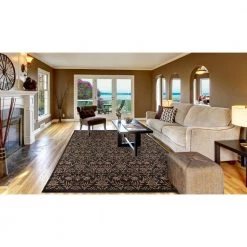 Flash Sale 🔔 Jewel Damask Black 8 ft. x 10 ft. Area Rug by Concord Global Trading 🎁 -Unique Loom Shop black concord global trading area rugs 49437 4f 1000