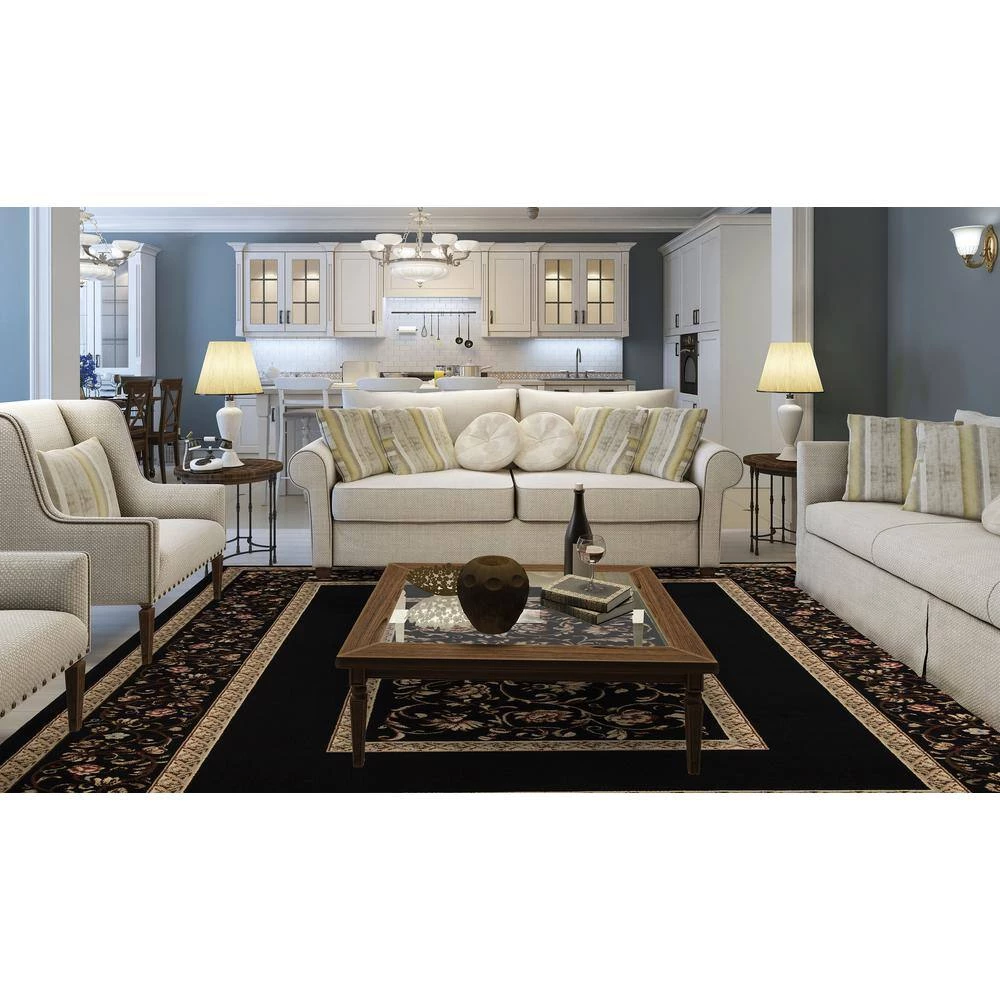 Best Sale โ Ankara Floral Border Black Rectangle Indoor 9 ft. x 13 ft. Area Rug by Concord Global Trading ๐ 6 Best Sale โ Ankara Floral Border Black Rectangle Indoor 9 ft. x 13 ft. Area Rug by Concord Global Trading ๐ - Image 4