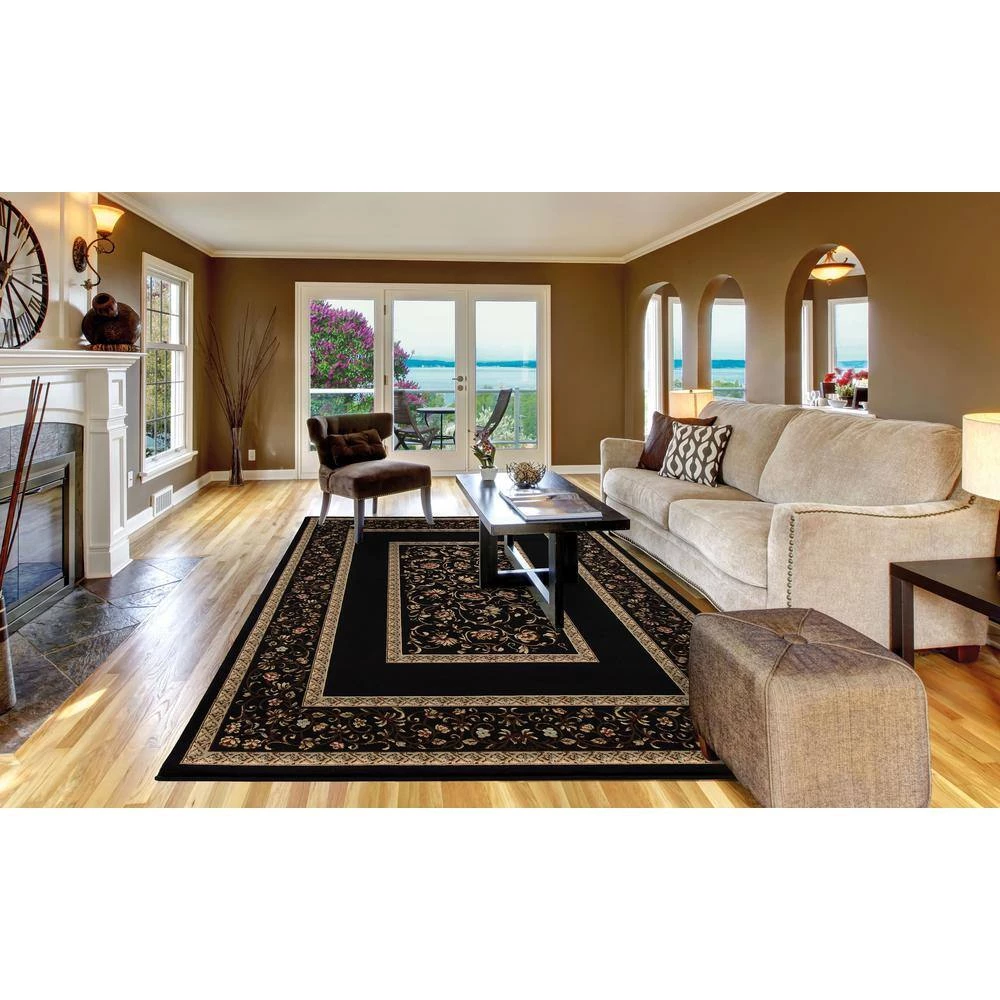 Best Sale โ Ankara Floral Border Black Rectangle Indoor 9 ft. x 13 ft. Area Rug by Concord Global Trading ๐ 5 Best Sale โ Ankara Floral Border Black Rectangle Indoor 9 ft. x 13 ft. Area Rug by Concord Global Trading ๐ - Image 3