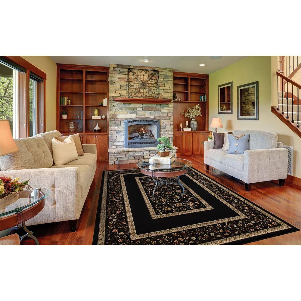 Best Sale โ Ankara Floral Border Black Rectangle Indoor 9 ft. x 13 ft. Area Rug by Concord Global Trading ๐ 4 Best Sale โ Ankara Floral Border Black Rectangle Indoor 9 ft. x 13 ft. Area Rug by Concord Global Trading ๐ - Image 2
