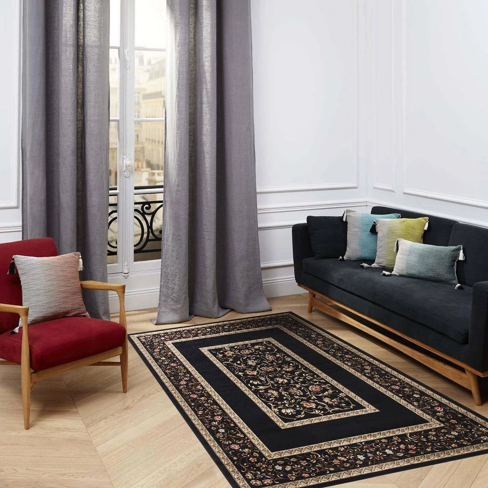 Best Sale โ Ankara Floral Border Black Rectangle Indoor 9 ft. x 13 ft. Area Rug by Concord Global Trading ๐ 8 Best Sale โ Ankara Floral Border Black Rectangle Indoor 9 ft. x 13 ft. Area Rug by Concord Global Trading ๐ - Image 6