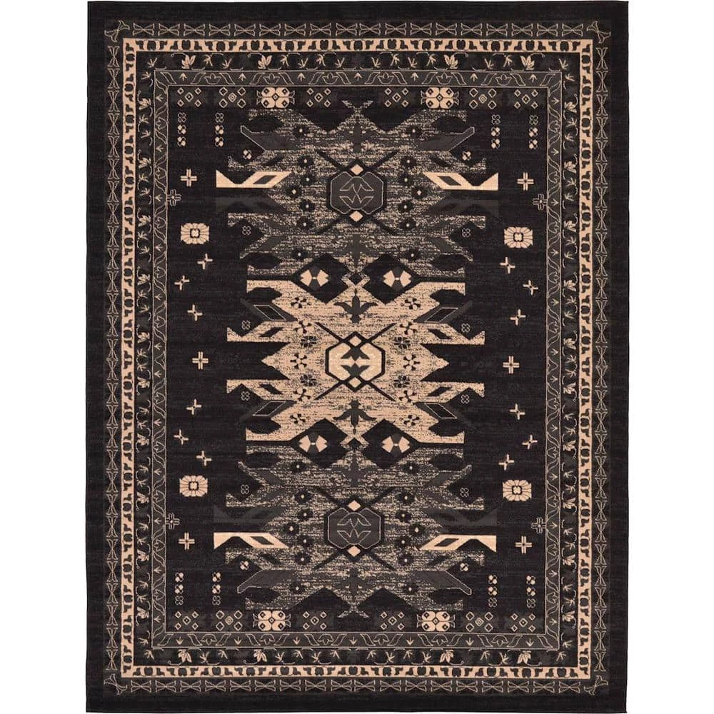 Outlet 🎁 Taftan Oasis Black 9' 0 x 12' 0 Area Rug by Unique Loom 👍 3 Outlet 🎁 Taftan Oasis Black 9' 0 x 12' 0 Area Rug by Unique Loom 👍