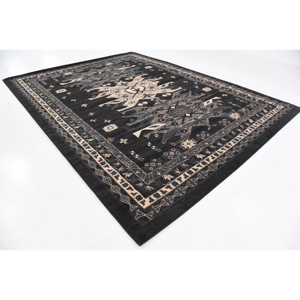 Outlet 🎁 Taftan Oasis Black 9' 0 x 12' 0 Area Rug by Unique Loom 👍 4 Outlet 🎁 Taftan Oasis Black 9' 0 x 12' 0 Area Rug by Unique Loom 👍 - Image 2