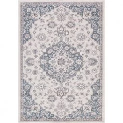 Hot Sale 😉 Lara Center Medallion Blue 8 ft. x 11 ft. Area Rug by Concord Global Trading 💯