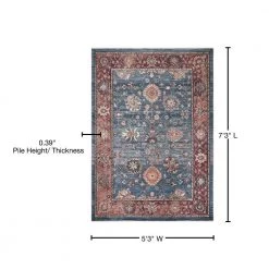 Best Sale 👍 Pandora Collection Alexander Blue 5 ft. x 7 ft. Traditional Area Rug by Concord Global Trading ✨ -Unique Loom Shop blue concord global trading area rugs 80365 76 1000