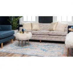 Best reviews of 🛒 Basilica Las Ventas Blue 8 ft. x 10 ft. Area Rug by Unique Loom ✨ -Unique Loom Shop blue unique loom area rugs 3143122 31 1000