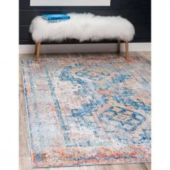 Best reviews of 🛒 Basilica Las Ventas Blue 8 ft. x 10 ft. Area Rug by Unique Loom ✨ -Unique Loom Shop blue unique loom area rugs 3143122 4f 1000