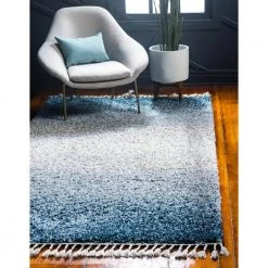 Best Pirce 🎉 Hygge Shag Gradient Blue 9 ft. x 12 ft. Area Rug by Unique Loom 😉 -Unique Loom Shop blue unique loom area rugs 3144005 4f 1000