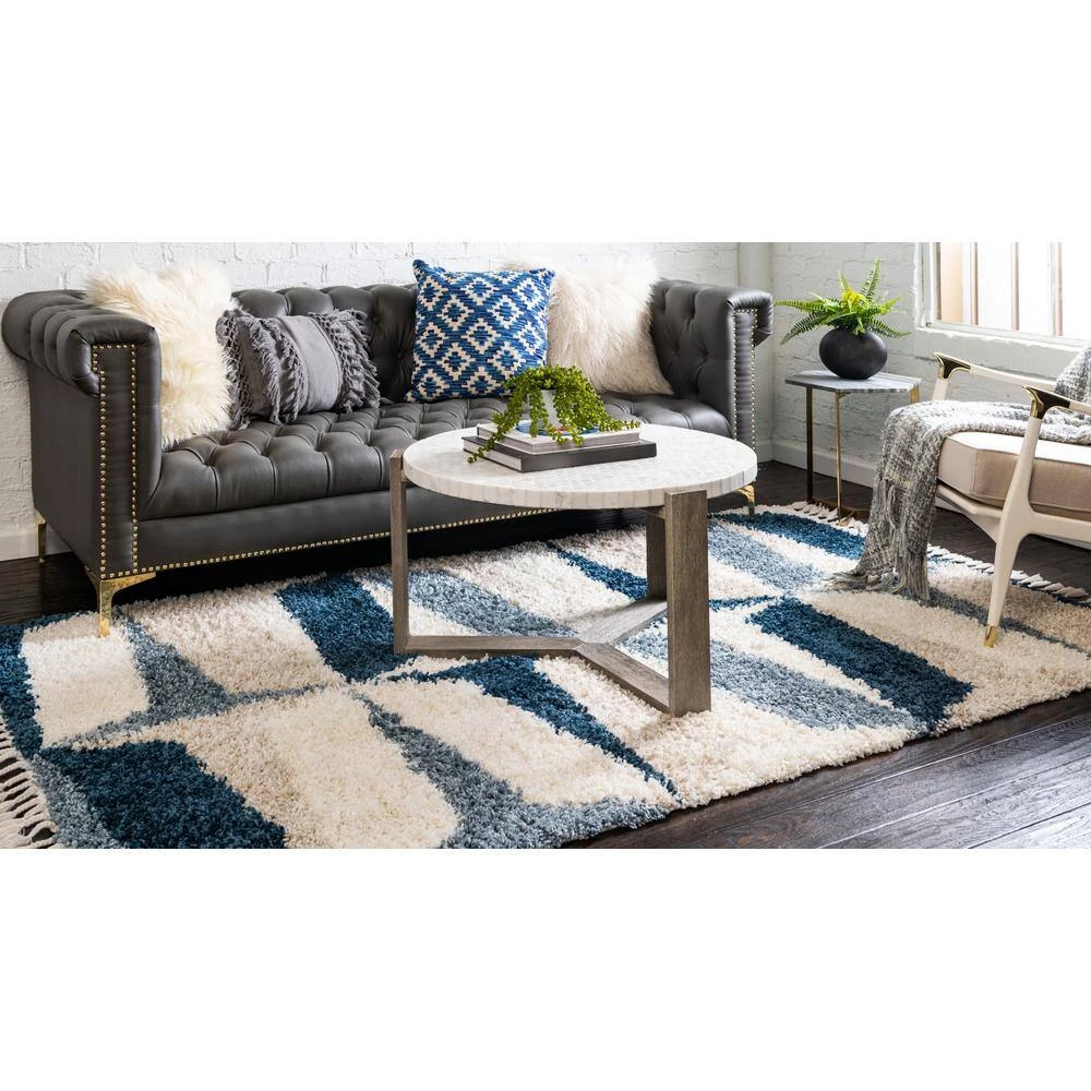 Cheapest 🌟 Hygge Shag Balanced Blue 9 ft. x 12 ft. Area Rug by Unique Loom ✔️ 8 Cheapest 🌟 Hygge Shag Balanced Blue 9 ft. x 12 ft. Area Rug by Unique Loom ✔️ - Image 6