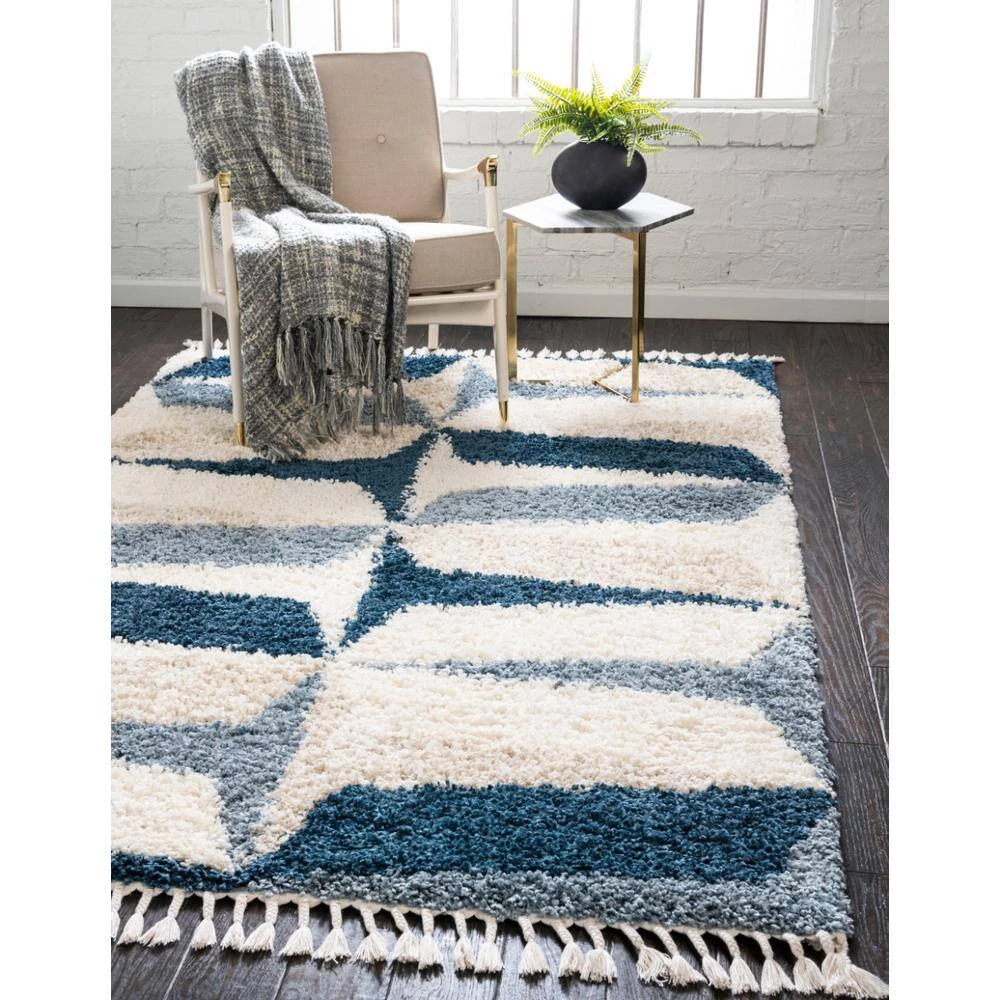 Cheapest 🌟 Hygge Shag Balanced Blue 9 ft. x 12 ft. Area Rug by Unique Loom ✔️ 7 Cheapest 🌟 Hygge Shag Balanced Blue 9 ft. x 12 ft. Area Rug by Unique Loom ✔️ - Image 5