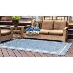 Best reviews of 🌟 Outdoor Soft Border Blue 9' 0 x 12' 0 Area Rug by Unique Loom 💯 -Unique Loom Shop blue unique loom outdoor rugs 3128992 4f 1000