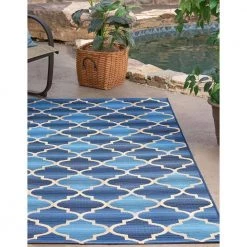 Cheapest 🌟 Outdoor Eden Trellis Blue 10' 0 x 12' 0 Area Rug by Unique Loom 🥰 -Unique Loom Shop blue unique loom outdoor rugs 3138495 c3 1000