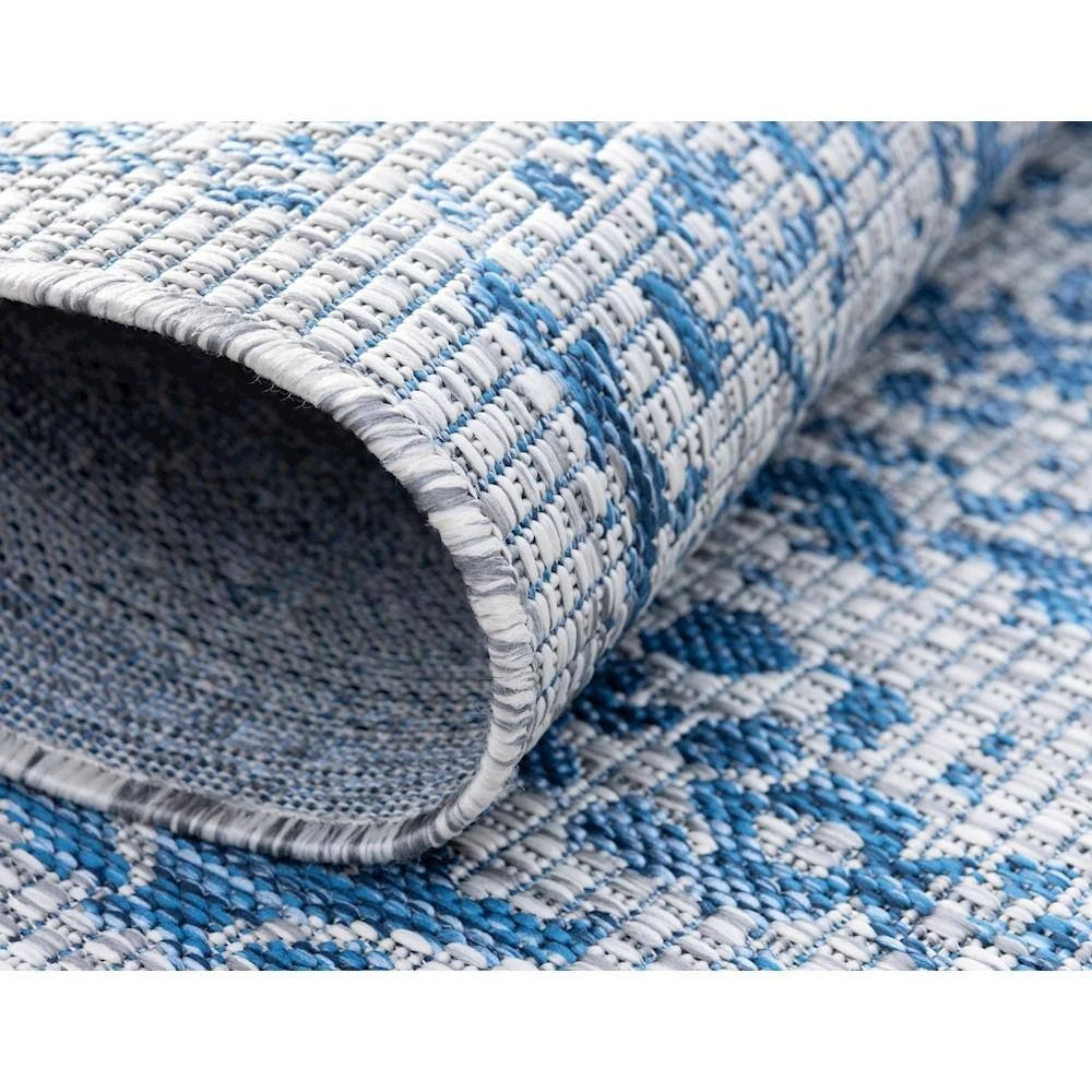 Outlet ✔️ Azure Blue Timeworn Outdoor 9 ft. x 12 ft. Area Rug by Unique Loom ✔️ 9 Outlet ✔️ Azure Blue Timeworn Outdoor 9 ft. x 12 ft. Area Rug by Unique Loom ✔️ - Image 7