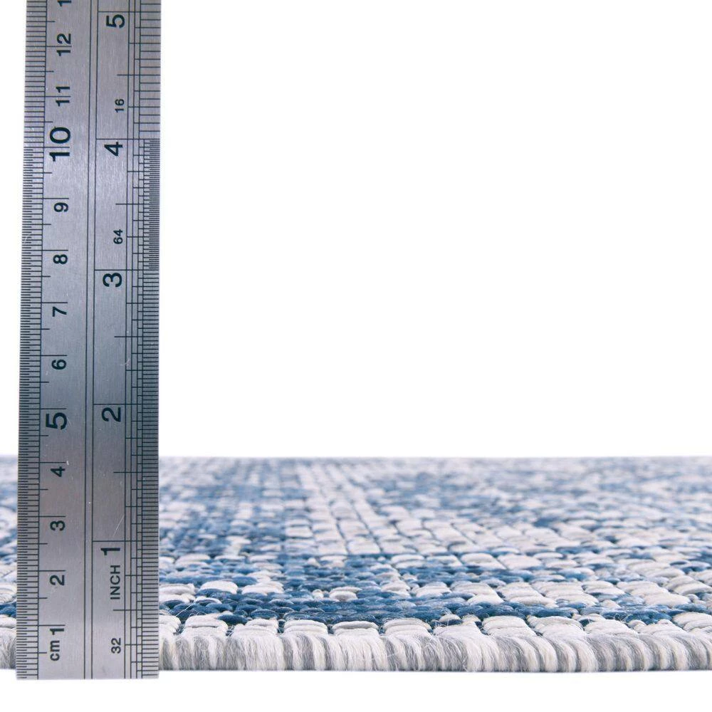 Outlet ✔️ Azure Blue Timeworn Outdoor 9 ft. x 12 ft. Area Rug by Unique Loom ✔️ 7 Outlet ✔️ Azure Blue Timeworn Outdoor 9 ft. x 12 ft. Area Rug by Unique Loom ✔️ - Image 5