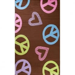 Unique Loom Shop 11 Cheapest ๐ Alisa Peace & Polka Hearts Brown 5 ft. x 7 ft. Area Rug by Concord Global Trading โญ