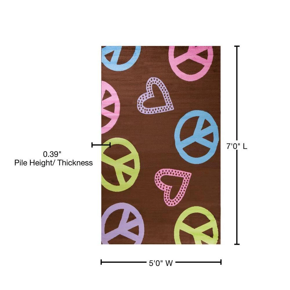 Cheapest ๐ Alisa Peace & Polka Hearts Brown 5 ft. x 7 ft. Area Rug by Concord Global Trading โญ 4 Cheapest ๐ Alisa Peace & Polka Hearts Brown 5 ft. x 7 ft. Area Rug by Concord Global Trading โญ - Image 2