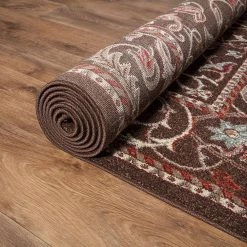 Best Sale ✔️ Chester Flora Brown 5 ft. Round Area Rug by Concord Global Trading ✨ -Unique Loom Shop brown concord global trading area rugs 97380 66 1000