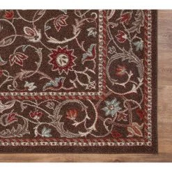 Best Sale ✔️ Chester Flora Brown 5 ft. Round Area Rug by Concord Global Trading ✨ -Unique Loom Shop brown concord global trading area rugs 97380 fa 1000 1