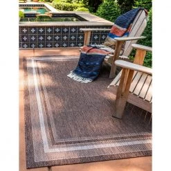 Best Pirce 😉 Outdoor Soft Border Brown 9' 0 x 12' 0 Area Rug by Unique Loom ✔️ -Unique Loom Shop brown unique loom outdoor rugs 3128932 31 1000