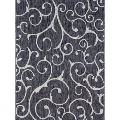 New ๐ Outdoor Curl Charcoal Gray 9 ft. x 12 ft. Area Rug by Unique Loom โญ