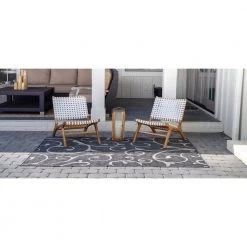 New 👏 Outdoor Curl Charcoal Gray 9 ft. x 12 ft. Area Rug by Unique Loom ⭐ -Unique Loom Shop charcoal gray unique loom outdoor rugs 3144911 c3 1000