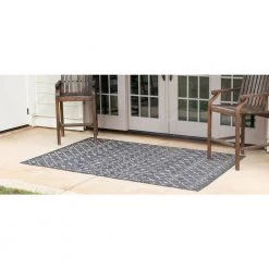 Buy ⌛ Charcoal/Gray Tribal Trellis Outdoor 8 ft. x 11 ft. Area Rug by Unique Loom 🧨 -Unique Loom Shop charcoal gray unique loom outdoor rugs 3145066 4f 1000