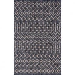 Buy ⌛ Charcoal/Gray Tribal Trellis Outdoor 8 ft. x 11 ft. Area Rug by Unique Loom 🧨