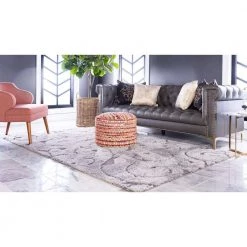 Discount 🛒 Floral Shag Carved Gray 8' 0 x 10' 0 Area Rug by Unique Loom 🔥 -Unique Loom Shop cloud gray unique loom area rugs 3133125 31 1000