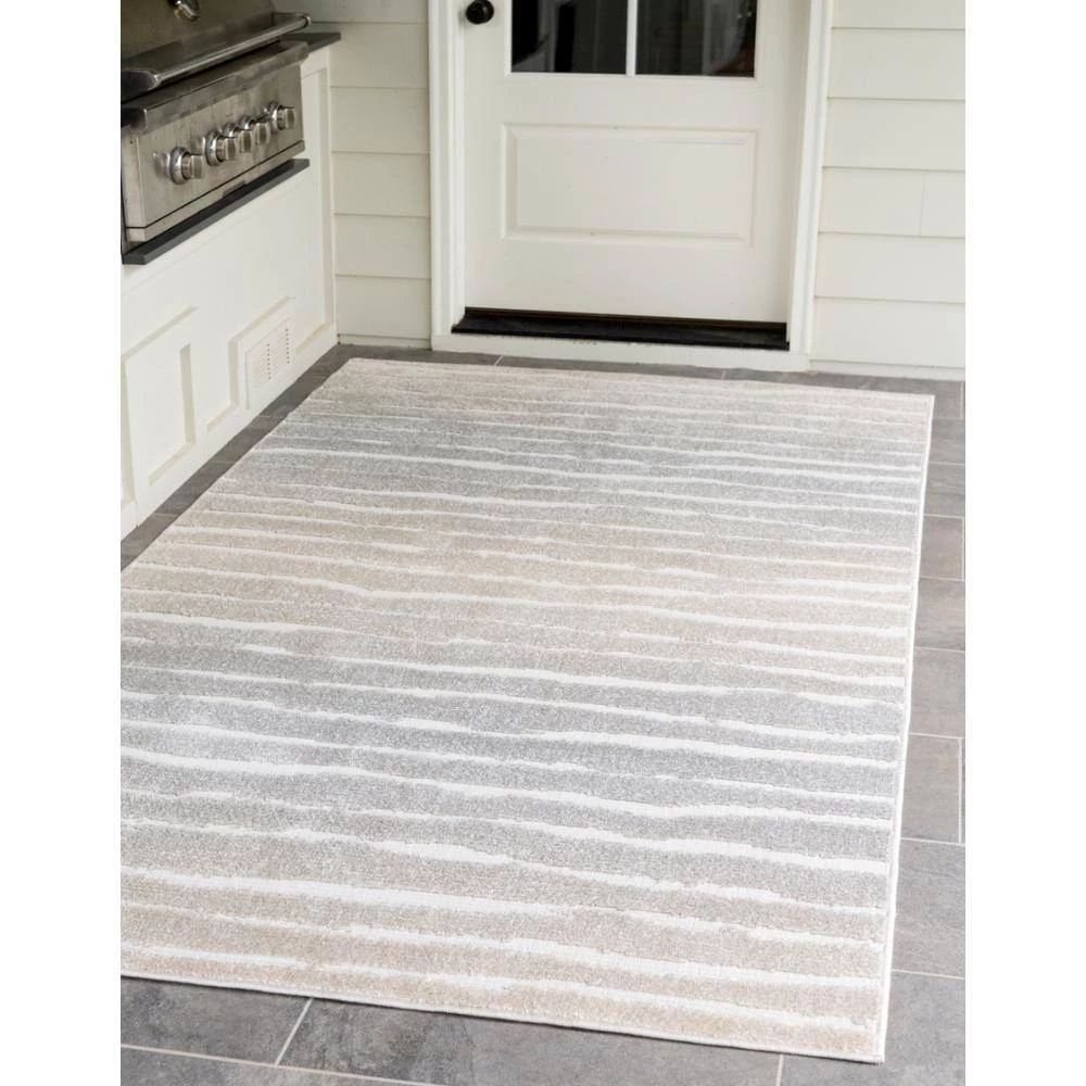 Budget ๐ฏ Sabrina Soto Gray/Beige 9 ft. x 12 ft. Ola Indoor/Outdoor Area Rug by Unique Loom โญ 11 Budget ๐ฏ Sabrina Soto Gray/Beige 9 ft. x 12 ft. Ola Indoor/Outdoor Area Rug by Unique Loom โญ - Image 9