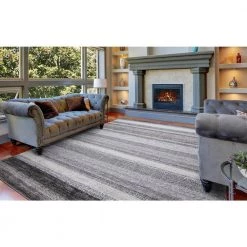 Best reviews of 🥰 Positano Collection Florencia Gray 5 ft. x 7 ft. Stripe Area Rug by Concord Global Trading 🥰 -Unique Loom Shop gray concord global trading area rugs 32065 1f 1000