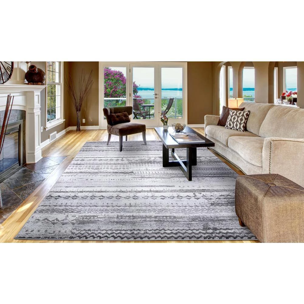 Buy 🔥 Positano Collection Pienza Gray 9 ft. x 13 ft. Distressed Area Rug by Concord Global Trading 🥰 7 Buy 🔥 Positano Collection Pienza Gray 9 ft. x 13 ft. Distressed Area Rug by Concord Global Trading 🥰 - Image 5