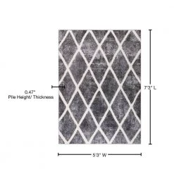 Wholesale 👍 Charlotte Collection Diamond Gray 5 ft. 3 in. x 7 ft. 3 in. Area Rug by Concord Global Trading 🎉 -Unique Loom Shop gray concord global trading area rugs 48065 76 1000