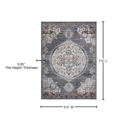 Discount 🛒 Vintage Collection Vintage Oushak Gray 5 ft. x 7 ft. Medallion Area Rug by Concord Global Trading 👏 -Unique Loom Shop gray concord global trading area rugs 72765 76 1000