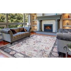 Buy 👍 Vintage Collection Angora Gray 8 ft. x 11 ft. Border Area Rug by Concord Global Trading 🧨 -Unique Loom Shop gray concord global trading area rugs 73367 1f 1000