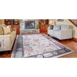 Buy 👍 Vintage Collection Angora Gray 8 ft. x 11 ft. Border Area Rug by Concord Global Trading 🧨 -Unique Loom Shop gray concord global trading area rugs 73367 31 1000