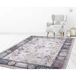 Buy 👍 Vintage Collection Angora Gray 8 ft. x 11 ft. Border Area Rug by Concord Global Trading 🧨 -Unique Loom Shop gray concord global trading area rugs 73367 44 1000