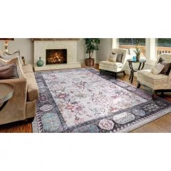 Buy 👍 Vintage Collection Angora Gray 8 ft. x 11 ft. Border Area Rug by Concord Global Trading 🧨 -Unique Loom Shop gray concord global trading area rugs 73367 4f 1000