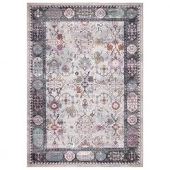 Buy 👍 Vintage Collection Angora Gray 8 ft. x 11 ft. Border Area Rug by Concord Global Trading 🧨