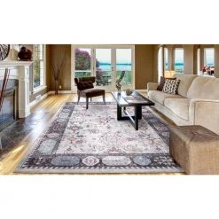 Buy 👍 Vintage Collection Angora Gray 8 ft. x 11 ft. Border Area Rug by Concord Global Trading 🧨 -Unique Loom Shop gray concord global trading area rugs 73367 c3 1000