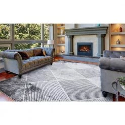 Outlet 😍 BrightonCollection Matrix Gray 8 ft. x 11 ft. Geometric Area Rug by Concord Global Trading 🧨 -Unique Loom Shop gray concord global trading area rugs 80437 1f 1000