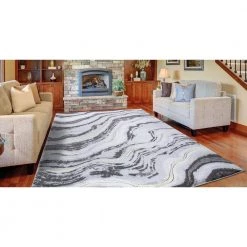 Best deal 🥰 BrightonCollection Marble Gray 8 ft. x 11 ft. Abstract Area Rug by Concord Global Trading 🧨 -Unique Loom Shop gray concord global trading area rugs 80517 31 1000