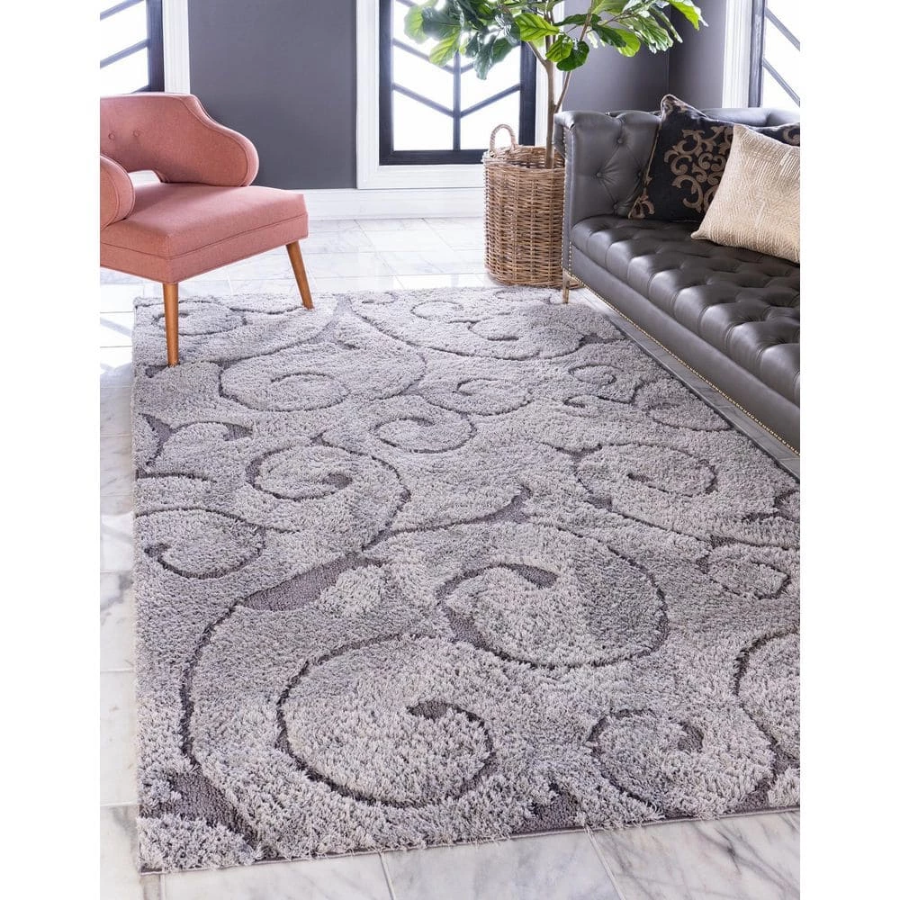 Flash Sale ๐ Floral Shag Carved Gray 9' 0 x 12' 0 Area Rug by Unique Loom ๐ 4 Flash Sale ๐ Floral Shag Carved Gray 9' 0 x 12' 0 Area Rug by Unique Loom ๐ - Image 2