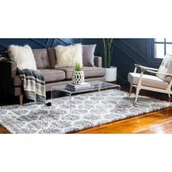 Cheapest 🥰 Hygge Shag Trellis Gray 8 ft. x 10 ft. Area Rug by Unique Loom ❤️ -Unique Loom Shop gray unique loom area rugs 3143689 31 1000